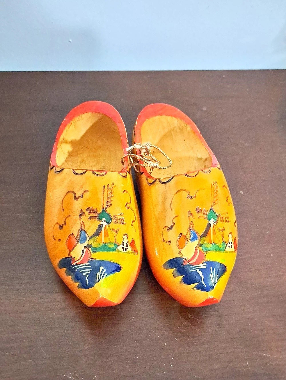Valeriano Painted Wooden Clogs Yellow & Red US 4